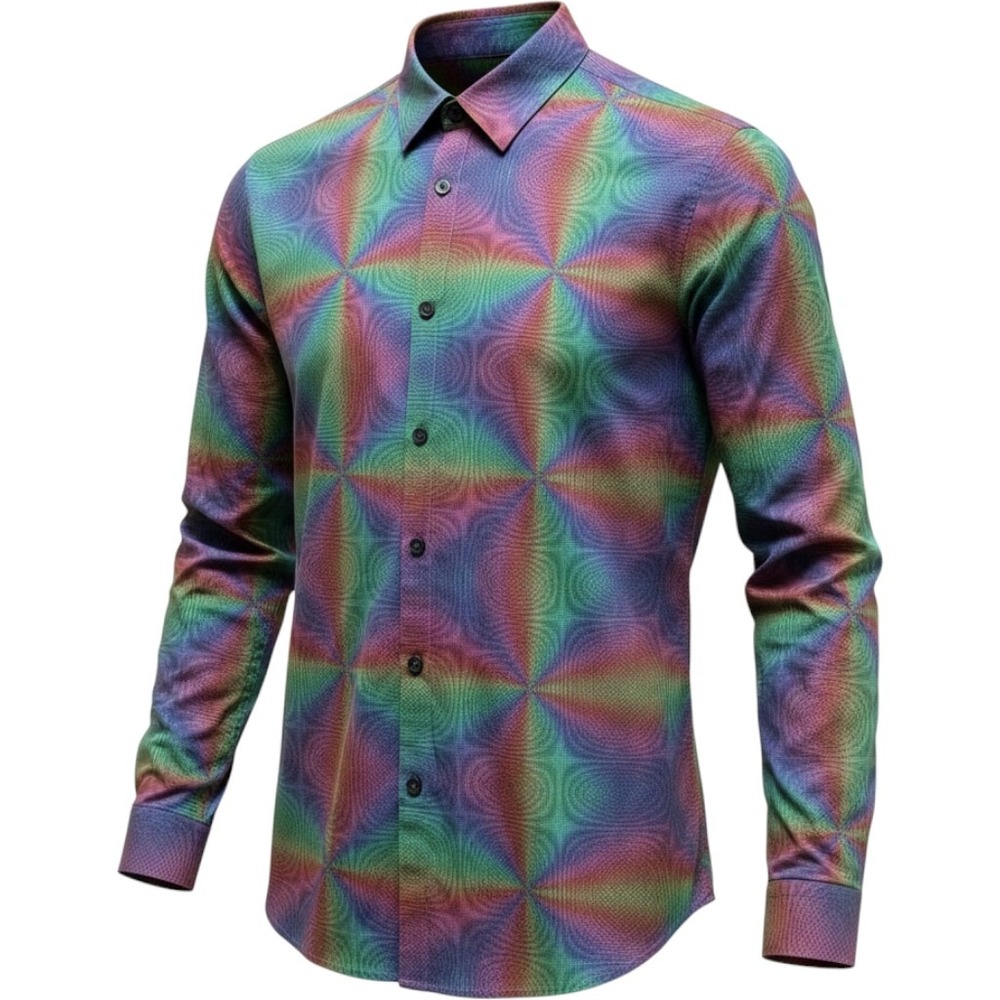 Jared Lang After Hours Button Down‎ Shirt Mens M Rainbow Slim Fit Psychedelic